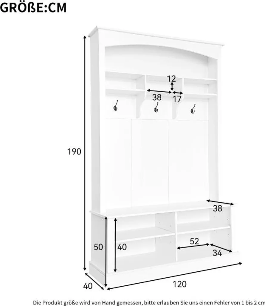 Meuble d'entrée multifonction avec penderie et étagères réglables blanc