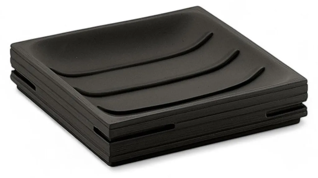 Porte-savon noir mat résine 11x11 cm design contemporain série Dark