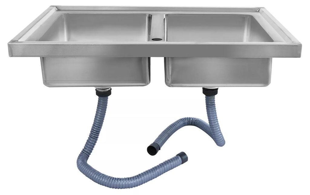 Doppelbecken-Küchenspüle, Edelstahl, modernes Design, rechteckige Form, Silber