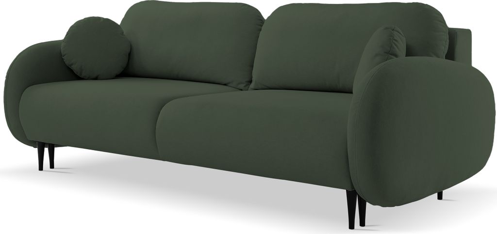 Selsey Sofa Bafra 3-Sitzer mit Schlaffunktion und Bettkasten, Easy-Clean Samtbezug Olive