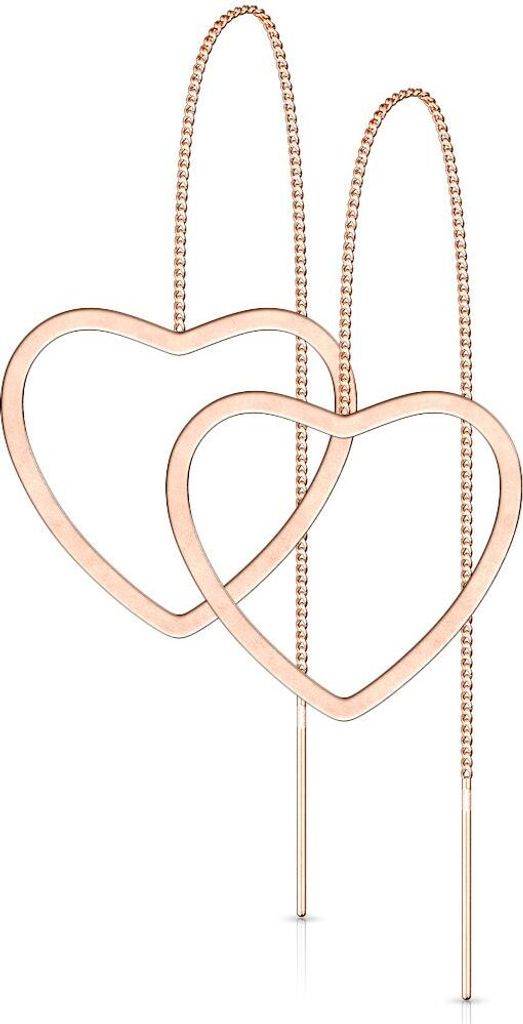 Damen Edelstahl Ohrstecker Ohrringe Ohrhänger Durchzieher Herz Autiga rosegold
