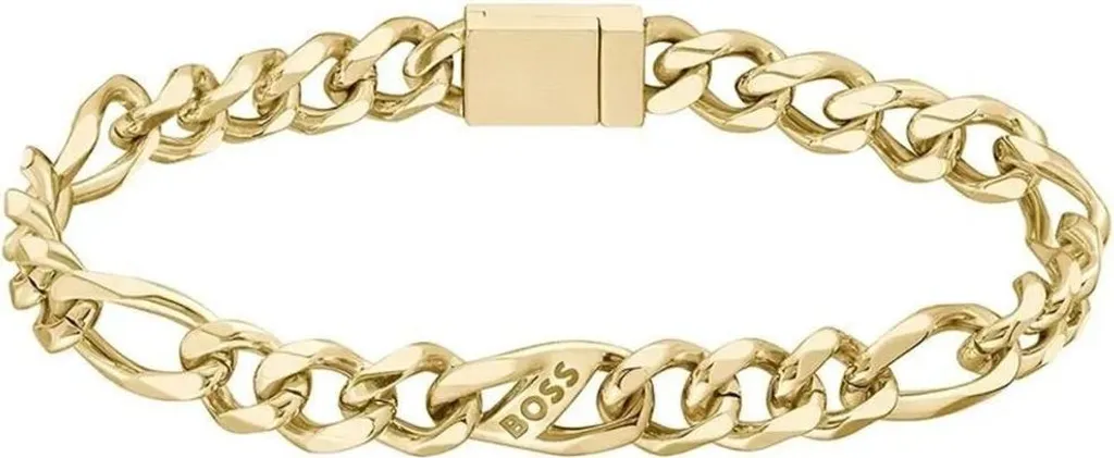 Bracelet doré en acier inoxydable pour homme Rian 1580614, maille 19 cm