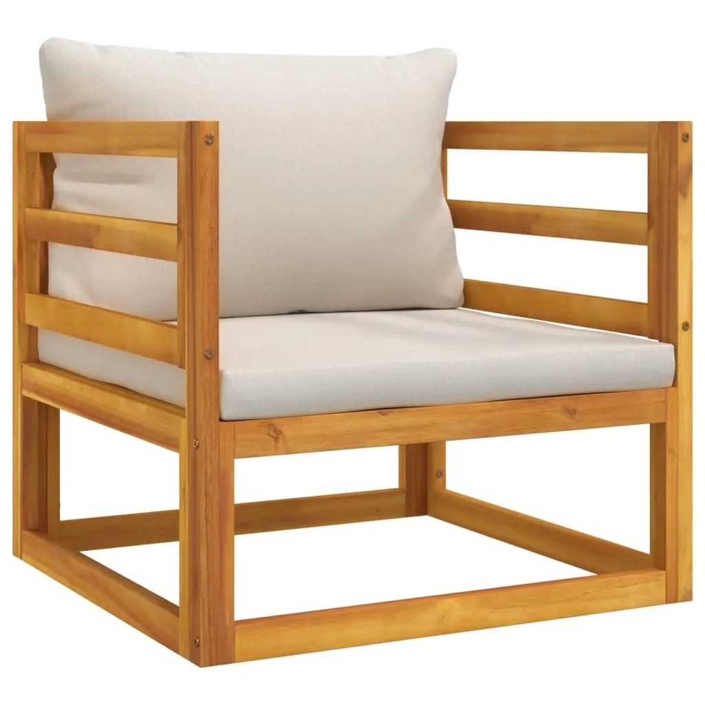 vidaXL Fauteuil de jardin en bois d'acacia massif avec coussins gris