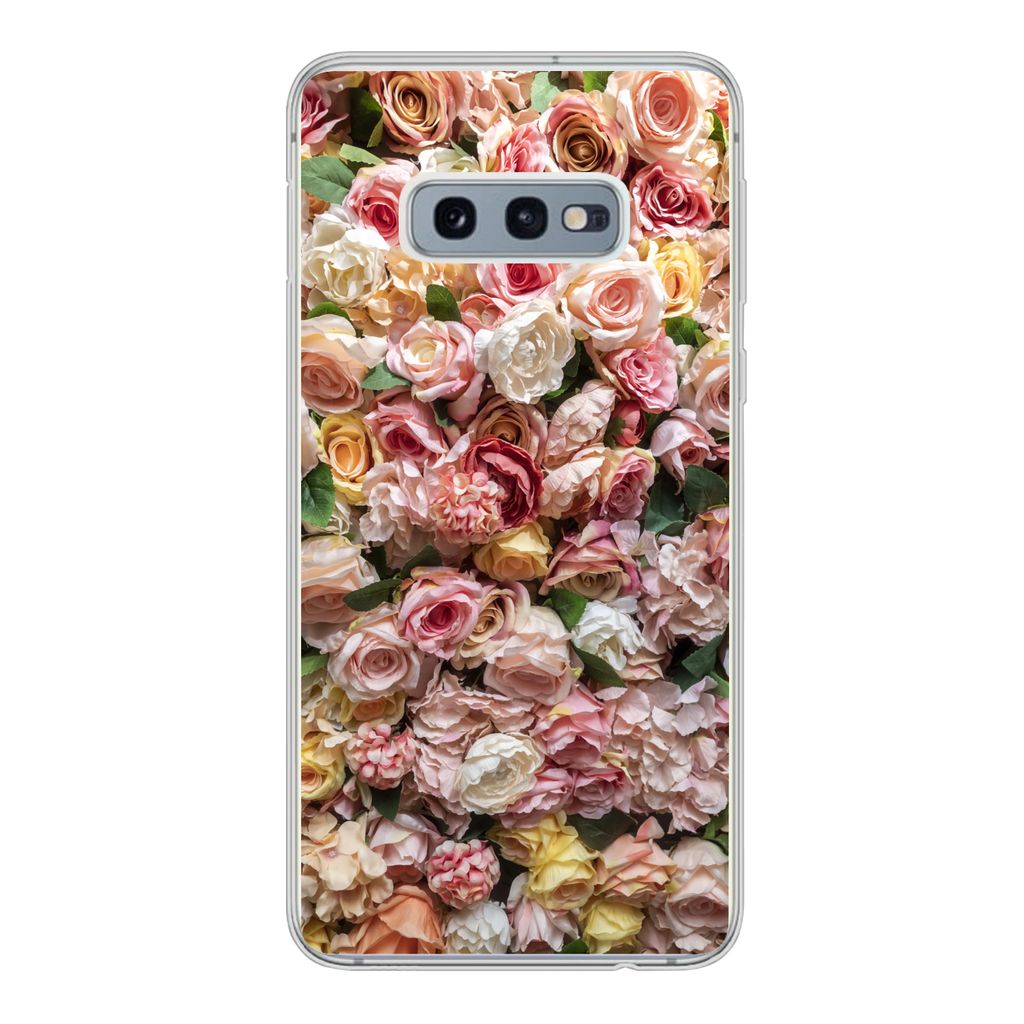 MuchoWow Handyhülle Schutzhülle Hülle für Samsung Galaxy S10e Rosen - Farben - Wand Silikon Softcase Handy Hülle - Handy