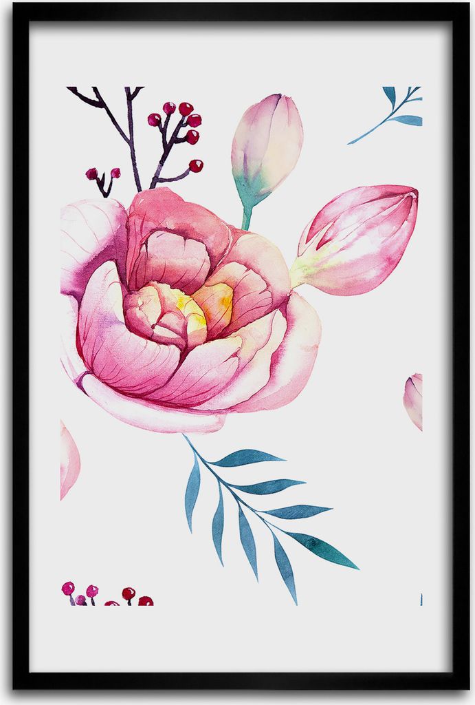 Bild - Bilderrahmen - 40 cm x 60 cm - MDF - Rahmen - Wandkunst - Pfingstrosen