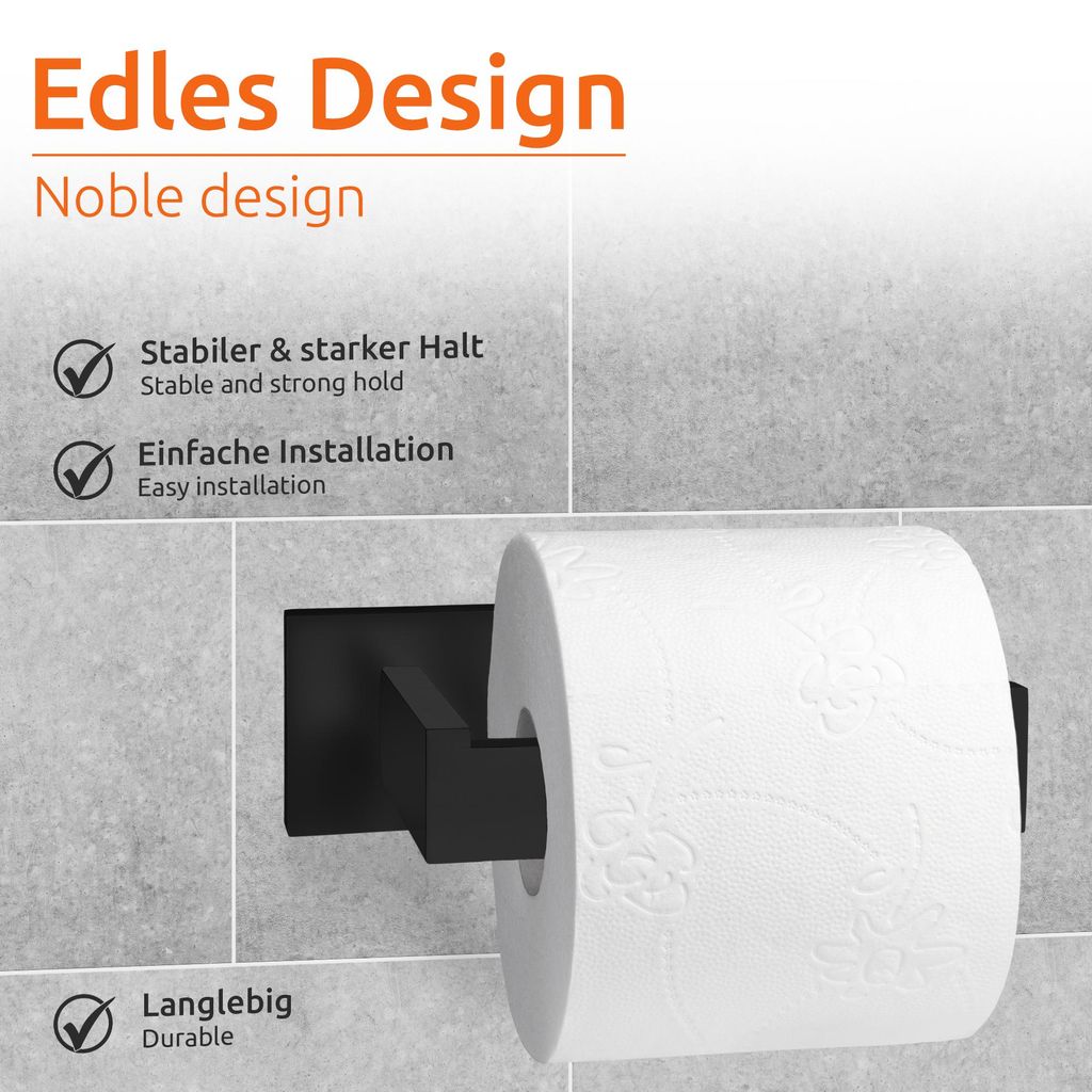 ECENCE Toilettenpapierhalter in Schwarz
