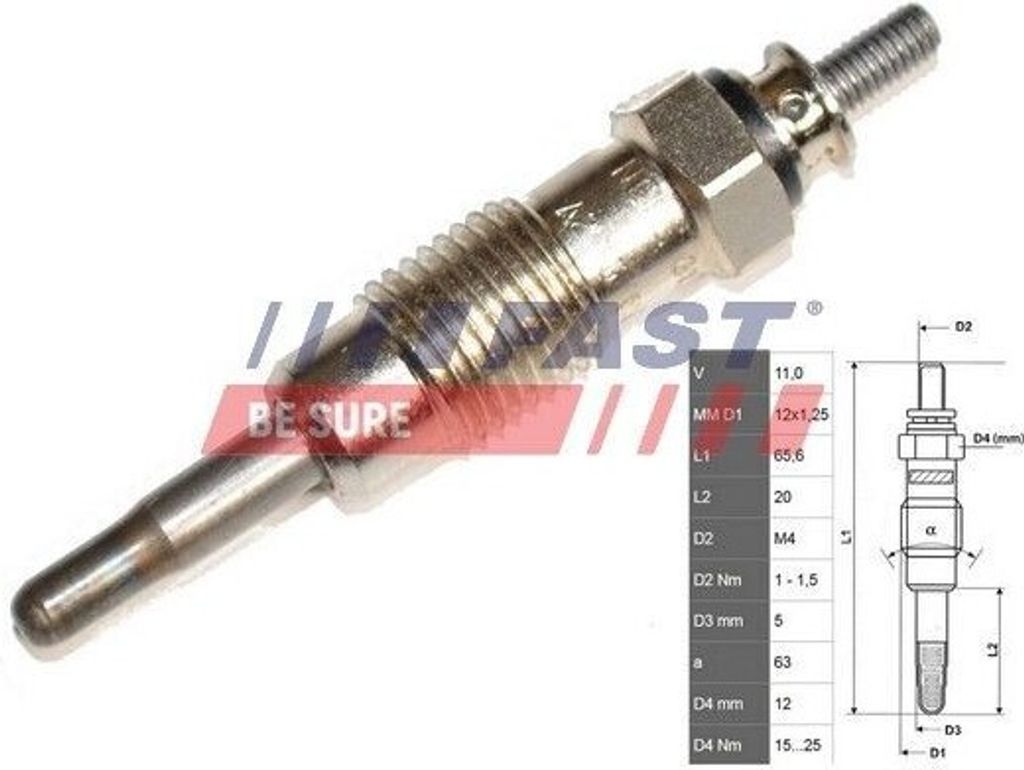 FAST FT82722 Diesel Glühkerze für OPEL Movano Kastenwagen (X70) M12x1,25