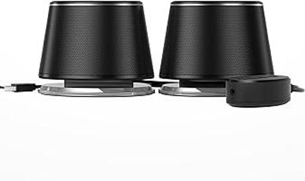 Bluetooth und USB Lautsprecher mit blauer Beleuchtung für PC, Groß, schwarz