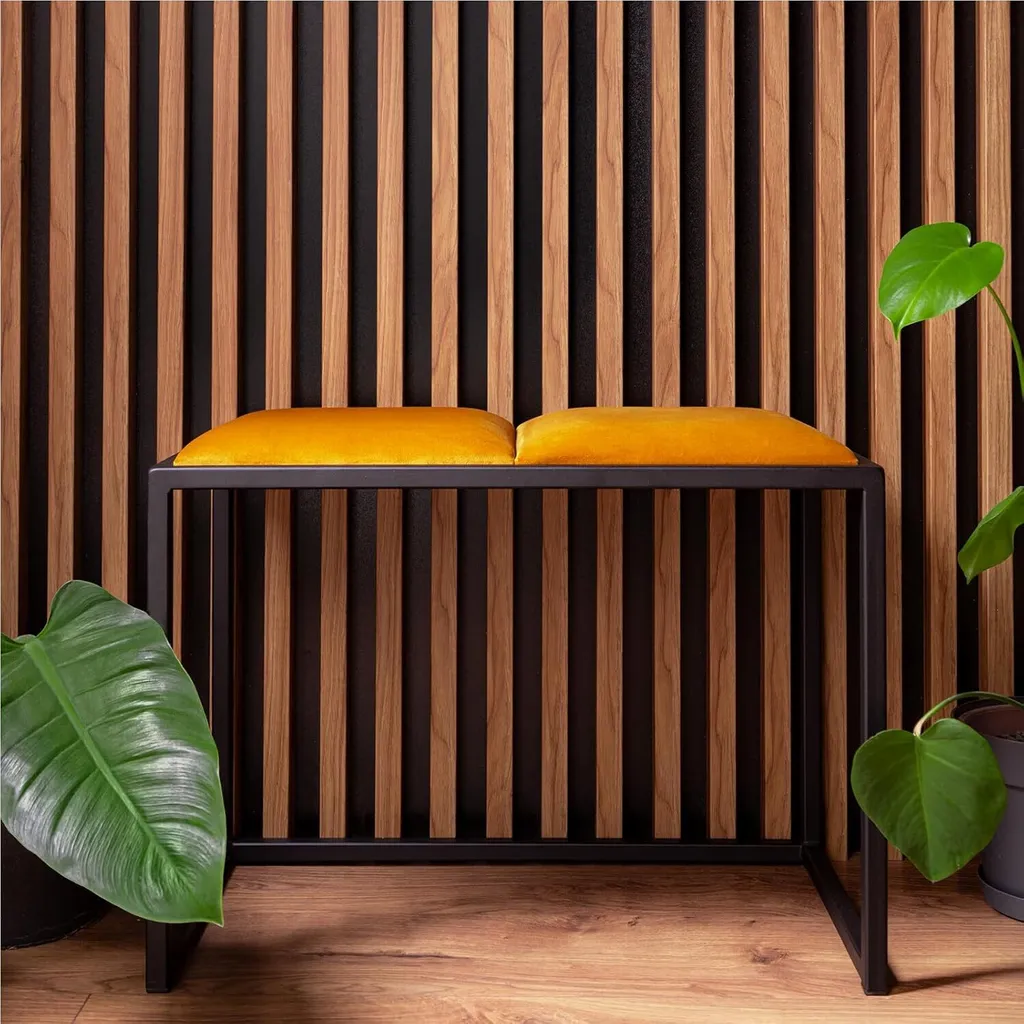 Panca Ingresso Loft Gialla 64,5cm - Appendiabiti Fatto a Mano - 2