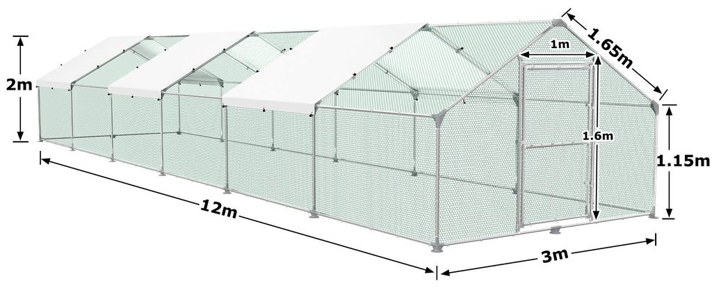 NAIZY 3x12x2m Stahl Hühnerstall PE UV-Schutz Dach Produktbild 