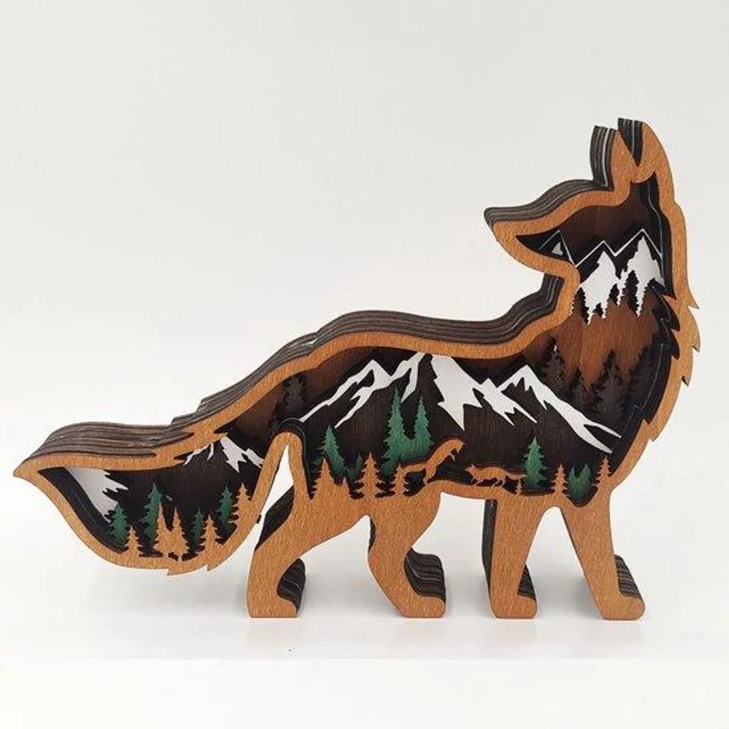 Décoration bois 3D pour bureau et maison motif animaux de la forêt