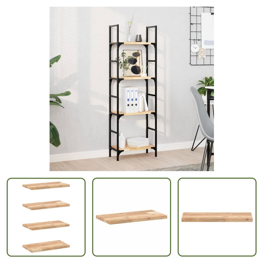 The Living Store Schweberegale 4 Stk. 60x20x2 cm Massivholz Akazie Unbehandelt