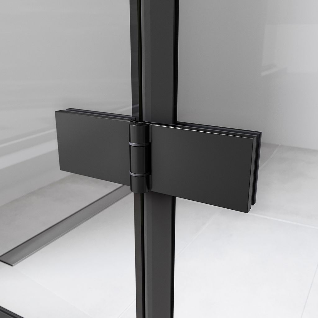 Duschtür Schwarz Nischentür Falttür 76x195cm Duschkabine Produktbild 11