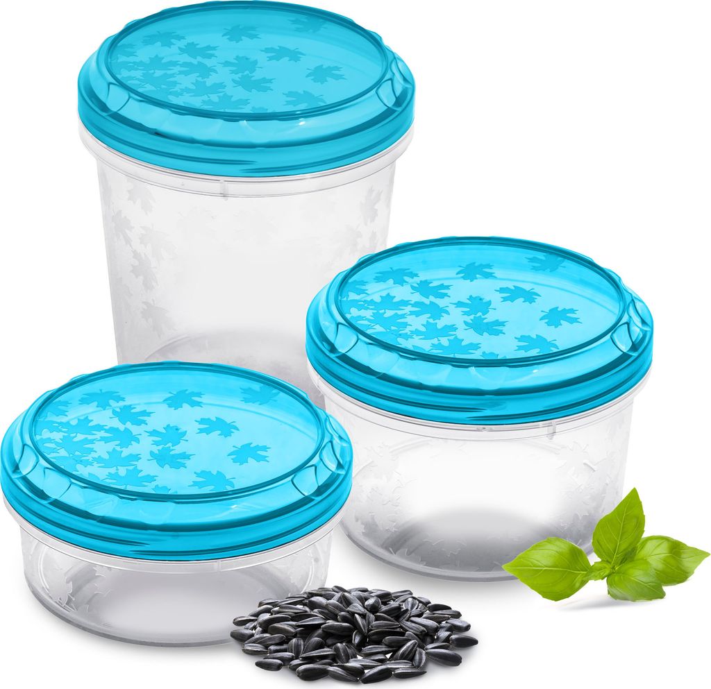 Lebensmittelbehälter-Set Kunststoffbehälter 3 Stück Rund Gefrierbehälter im Set mit Deckel Aufbewahrungsbox