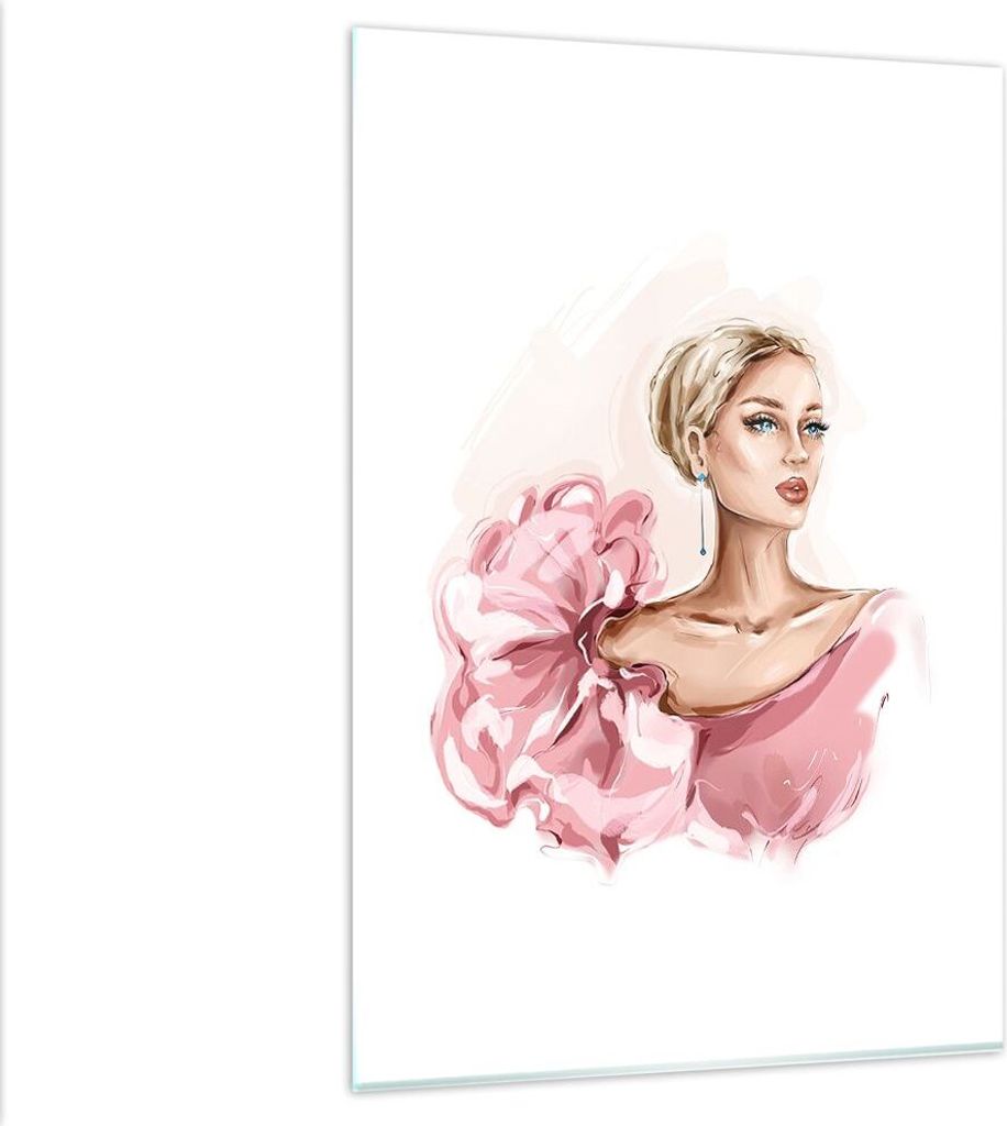 Bilder auf glas - Einteilig - Frau Künstlerin Mode - 80x120cm - Glasbilder - Wandbilder - Bilder - zum Aufhängen bereit - Wanddekoration aus Glas...