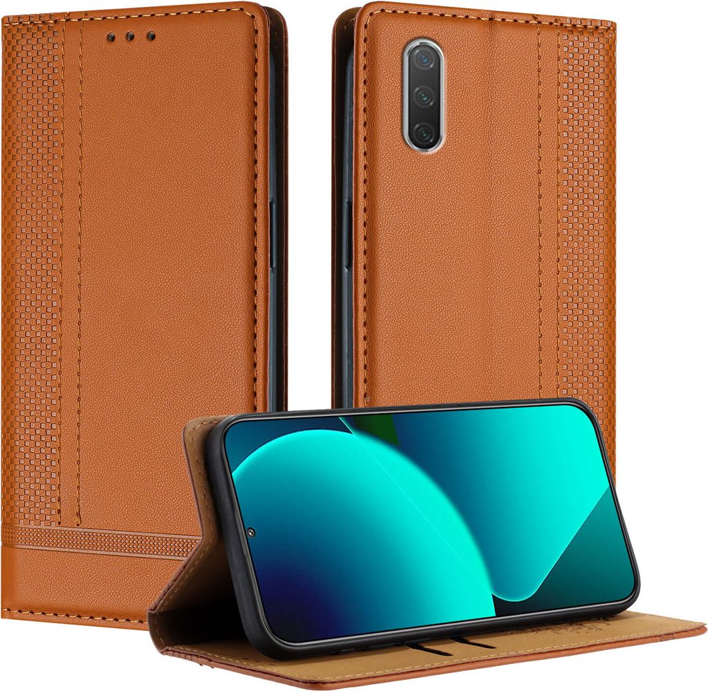 Handyhülle für Xiaomi Mi A3 / Mi CC9e Leder Flip Klappbare Schutzhülle mit Standfunktion Braun