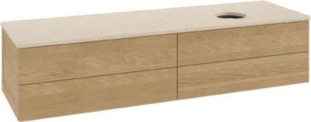V&B Waschtischunterschrank mit Frontstruktur Antao 160x50cm, WBP-farbe botticino, honey oak