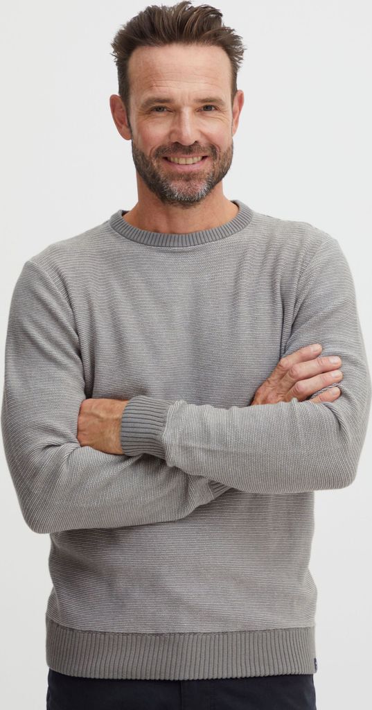 FQ1924 FQLeon Herren Strickpullover Feinstrick Pullover mit Rundhalsausschnitt O-Neck Meliert