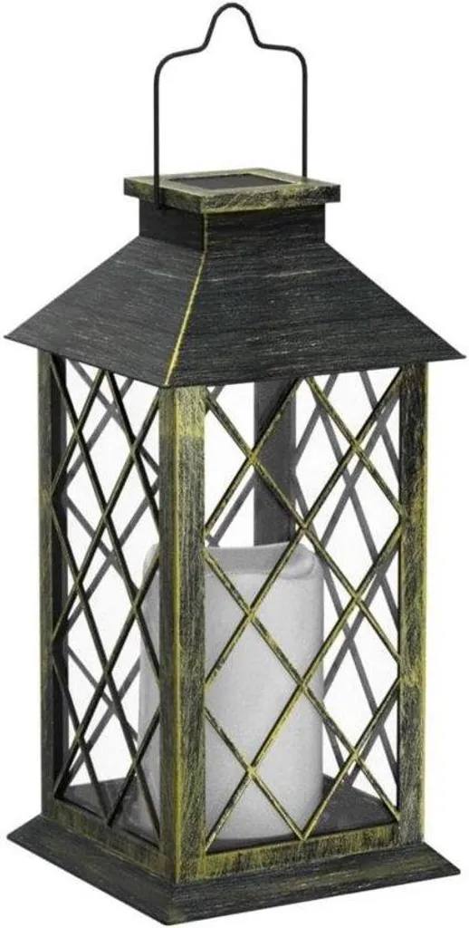 Lampe solaire décorative pour table et terrasse en métal effet bougie