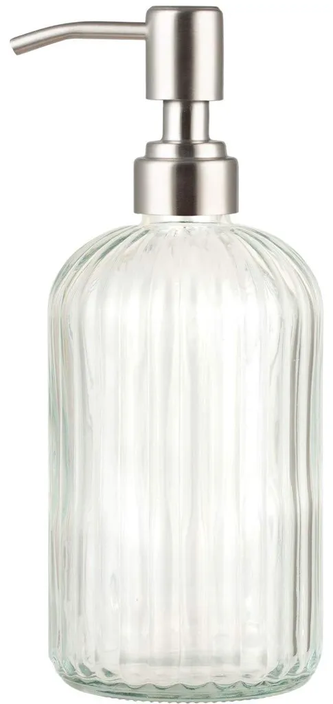 Distributeur savon verre et inox 414 ml - Finition transparente chic