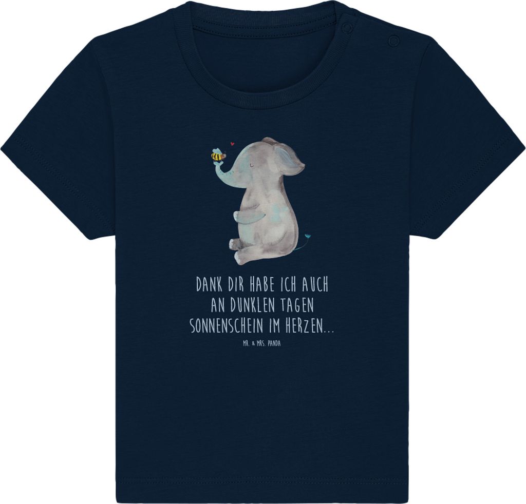Mr. & Mrs. Panda Babyshirt Elefant Biene 6. - 12. Monat - French Navy - Geschenk, Baumwolle Baby Shirt, Liebe, Kinder, Lustige Sprüche, Hochzeitsg...