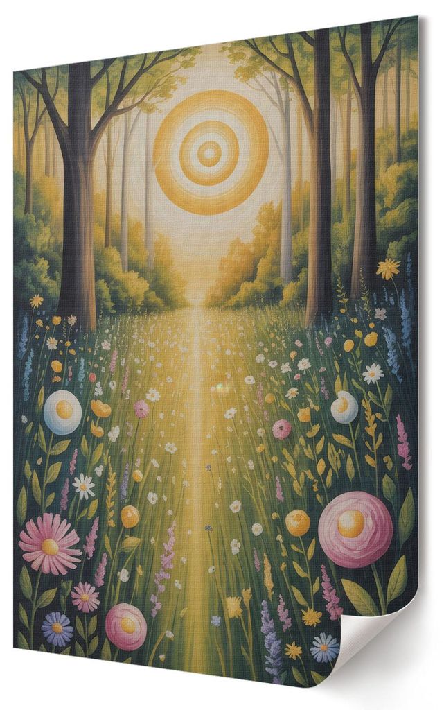 Sonniger Wald- Kunstdruck A2 (42x59 cm) - Dekorativ, romantisch- Wandbild für Wohnzimmer Schlafzimmer & Flur, Modernes Poster Wanddeko, Ungerahmt