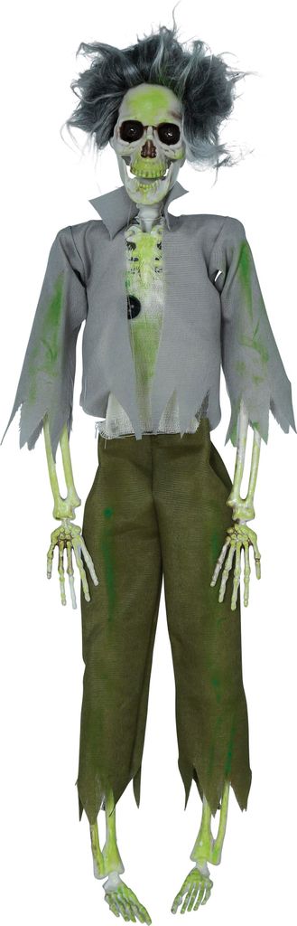 Skelett Zombie Deko Halloween Figur Unheimlicher Grusel Effekt, Farbe: Grau