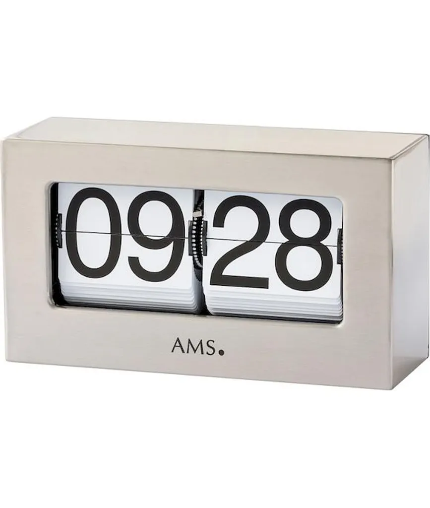 AMS 1175 Horloge de table quartz argenté métal et chiffres pliants
