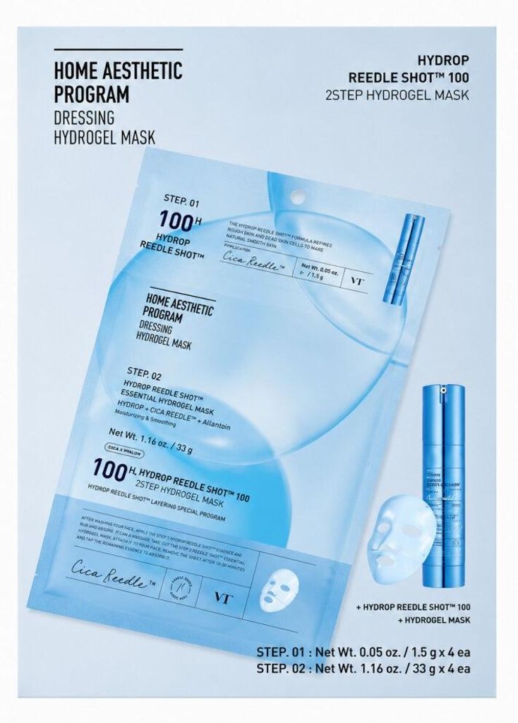 VT Cosmetics Hydrogelmaske Hydrop Reedle Shot 100 2Step, 4 Blatt