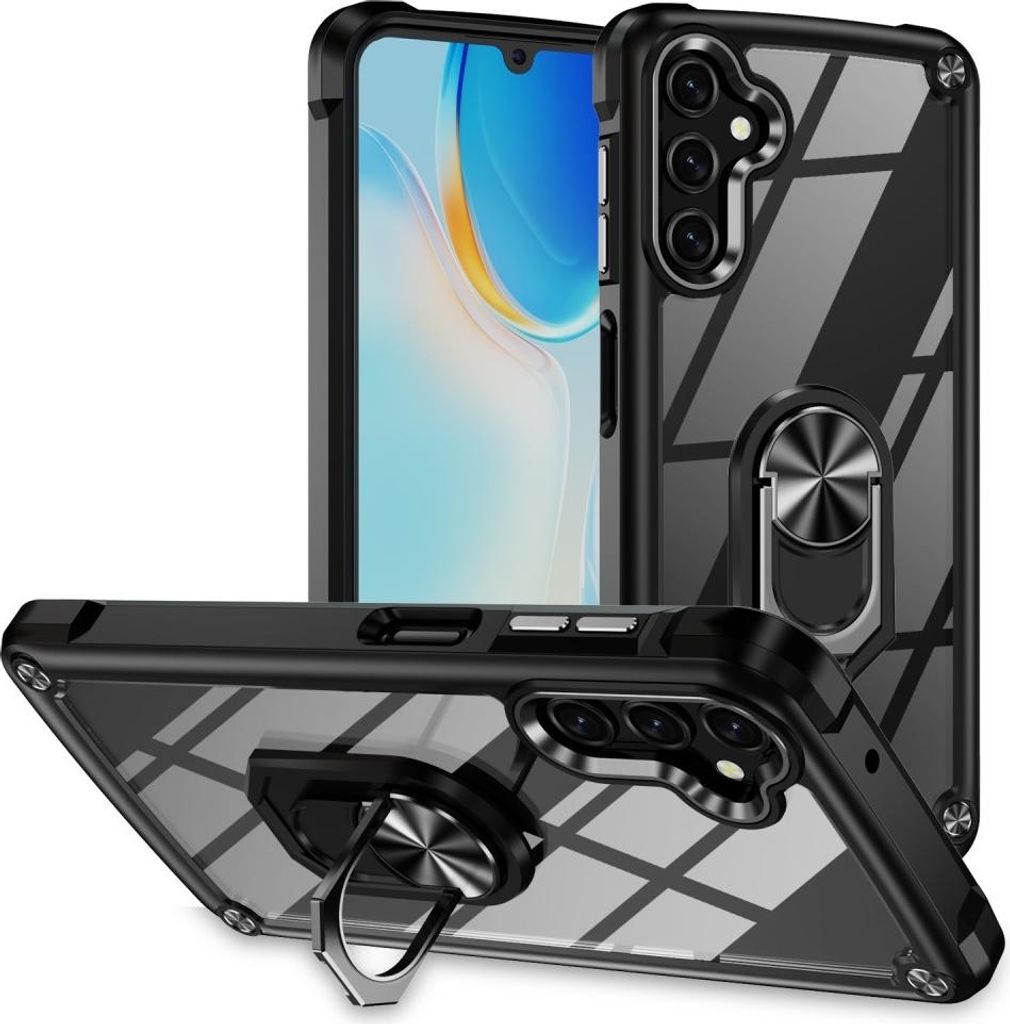 Samsung Galaxy A16 5G Hülle - Coverup ShockProof Transparent Ring Kickstand Back Cover - Schwarz