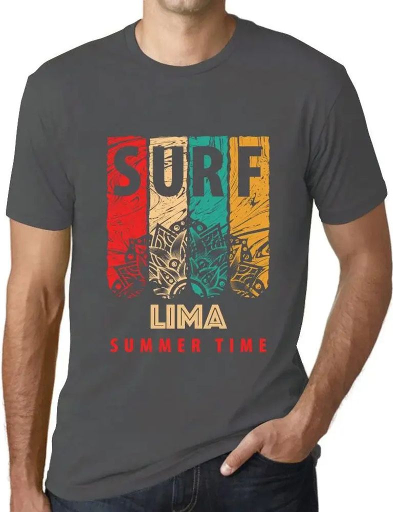 Herren Grafik T-Shirt Sommerliches Surfen in Lima – Summer Time Surf In Lima – Öko-Verantwortlich Vintage Jahrgang Kurzarm Lustige Druck Gebur...