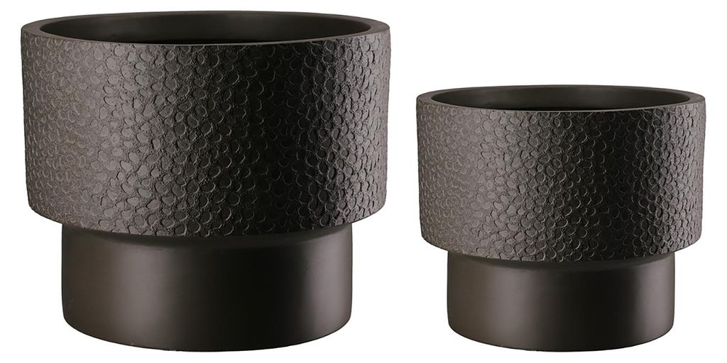 2er Set Pflanzgefäß PARDO - braun - Magnesia - Höhe 24cm x Ø 30cm