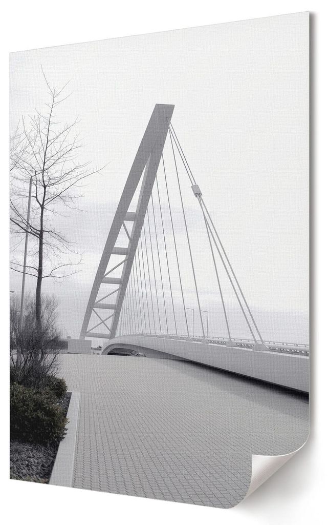 Graue Brücke- Kunstdruck A4 - Industriell, Modern- Wandbild für Wohnzimmer Schlafzimmer & Flur, Modernes Poster Wanddeko, Ungerahmt