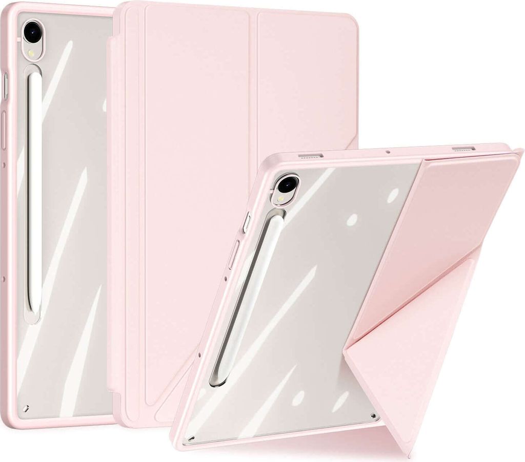 Handyhülle mit Klappe für Galaxy Tab S10 FE / S9 FE / S9, Dux Ducis Magi, Transparent und Rosa