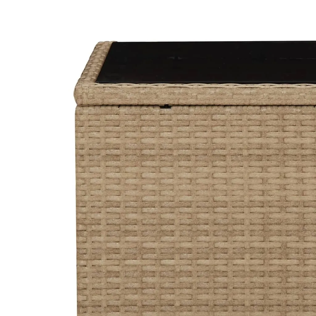 Petite table d'appoint stable en verre et polyrotin beige durable