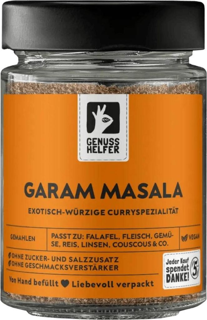 Garam-Masala Gewürzmischung, gemahlen, traditionelle indische Gewürzmischung, für indische Currys, 75g im Glas
