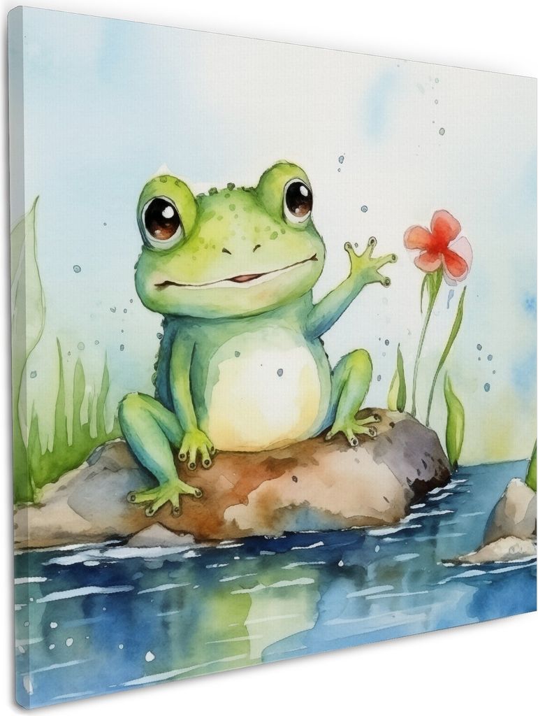 Wallario Premium Leinwandbild Frosch in Aquarell in Größe Produktbild 