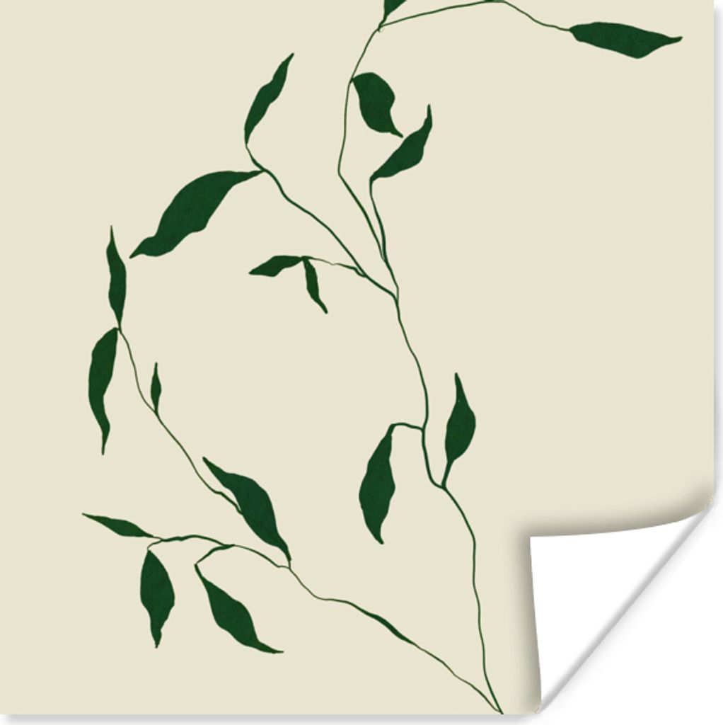 MuchoWow Poster Blätter - Pastell - Blumen - Design 50x50 cm - Wohnzimmerdekoration