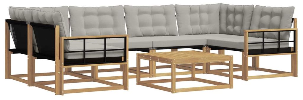 vidaXL Outdoor-Sofagarnitur 7 pcs Weiß und Hellgrau 79 x 79 x 37 cm