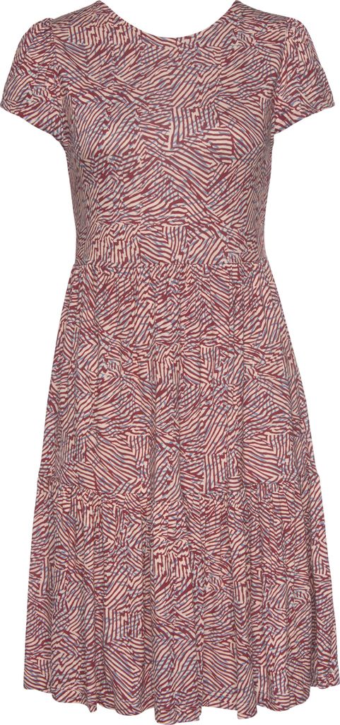 VIVANCE Jerseykleid rot-apricot-blau bedruckt Größe 46