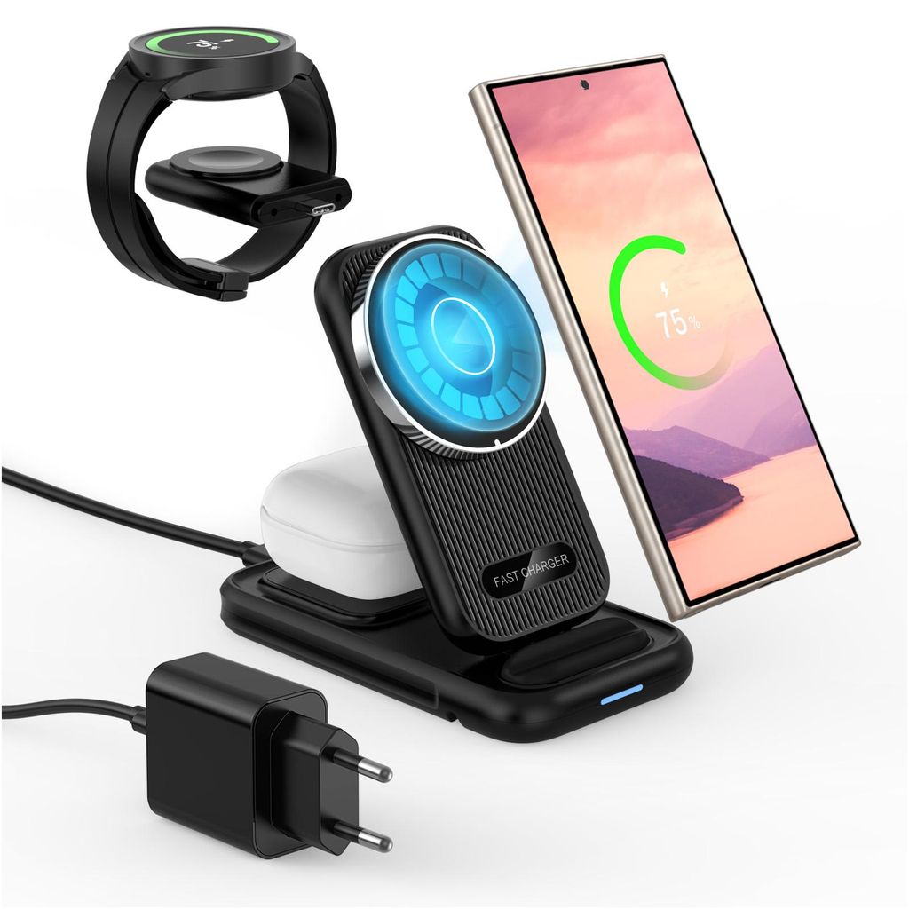 Induktive Ladestation Kompatibel mit Samsung - 4 in 1 Qi2 Kabellose Ladegerät