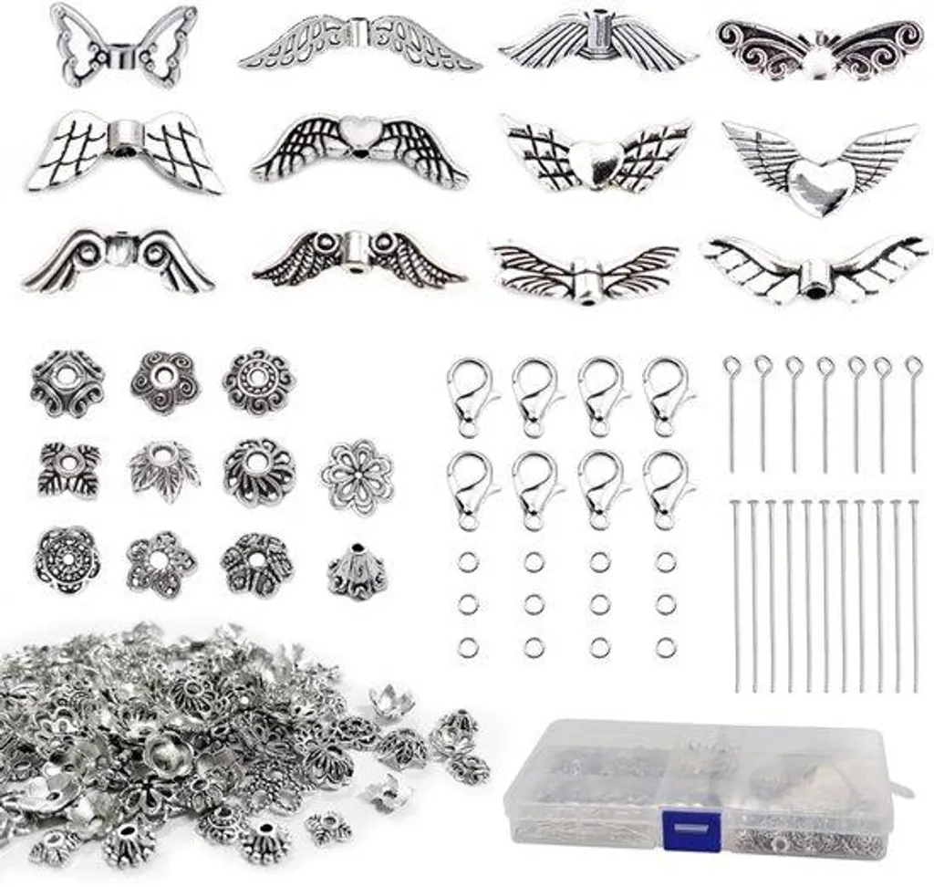 500pcs Billes Séparatrices Métalliques + Capuchons Ailes d'Ange DIY