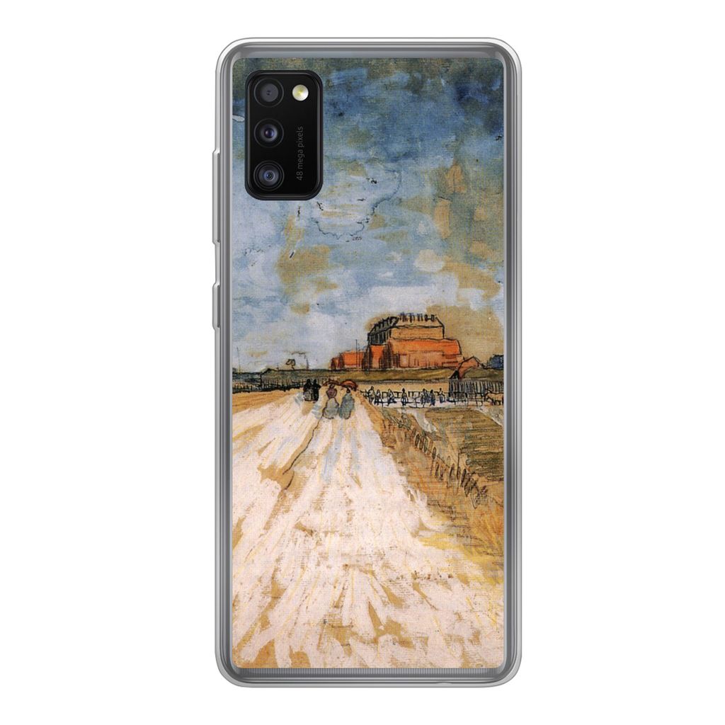 MuchoWow Handyhülle Schutzhülle Hülle für Samsung Galaxy A41 Straße entlang der Stadtmauern von Paris - Vincent van Gogh Silikon Softcase Ha...
