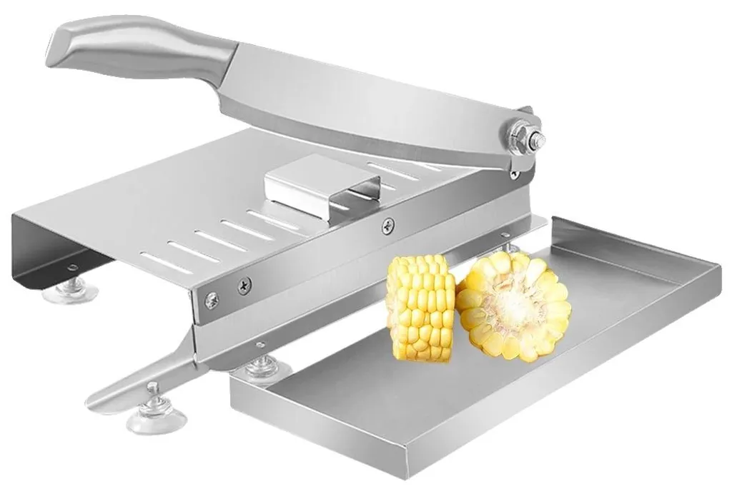 Trancheuse de cuisine manuelle inox pour préparer viande et légumes