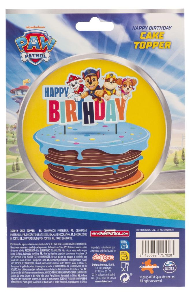Dekora Paw Patrol Tortentopper mit Aufschrift "Happy Produktbild 