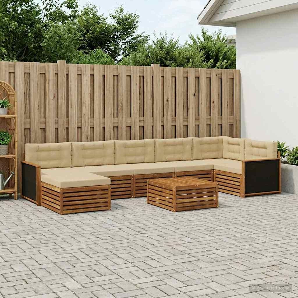 Möbel Outdoor-Sofagarnitur mit Kissen 8 pcs Natur und BeigeGartensofas - Gartensofas c1415