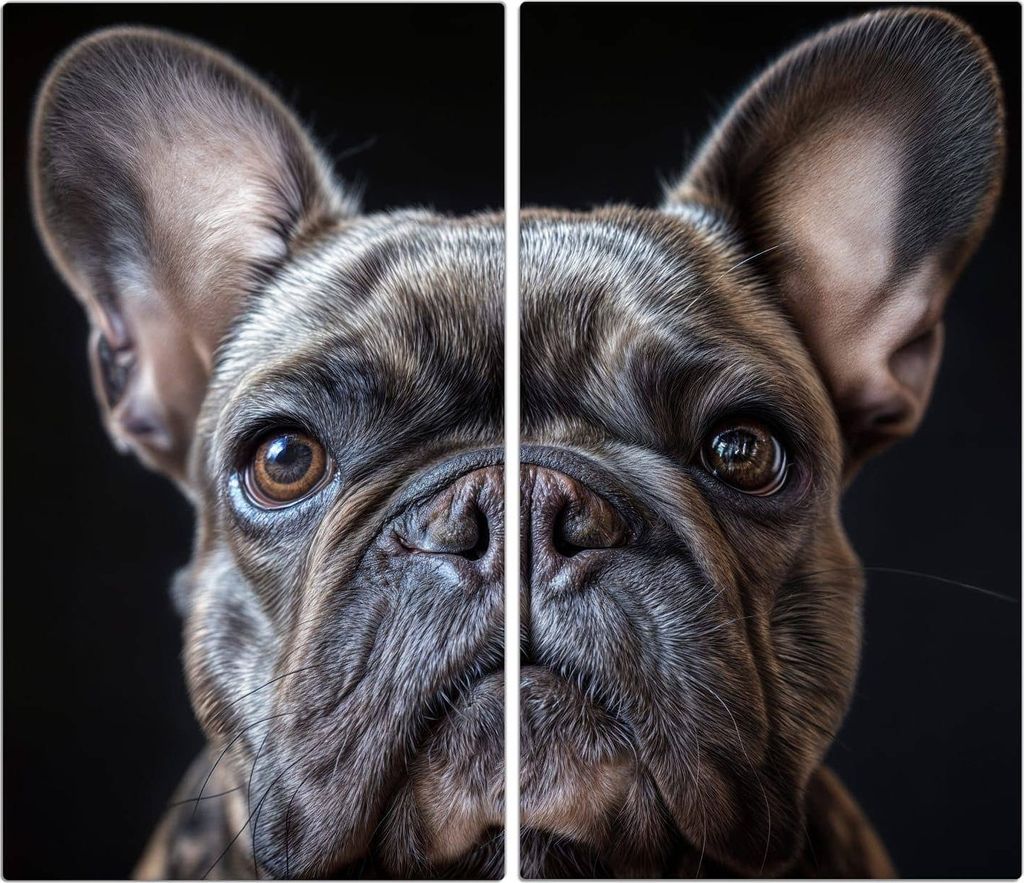 Spritzschutz Herdabdeckplatte Schneidebrett aus Glas Bulldoggenportrait 2-Teilig (60x52cm)