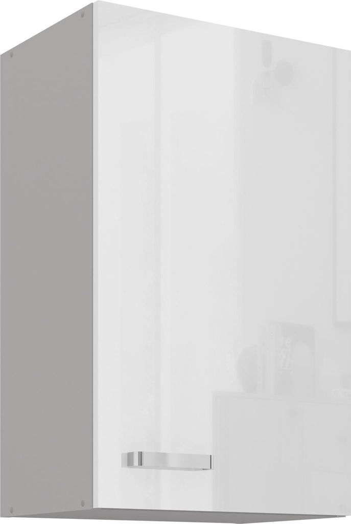 Küche Hängeschrank 45 Bianca Weiß Hochglanz + Grau Produktbild 