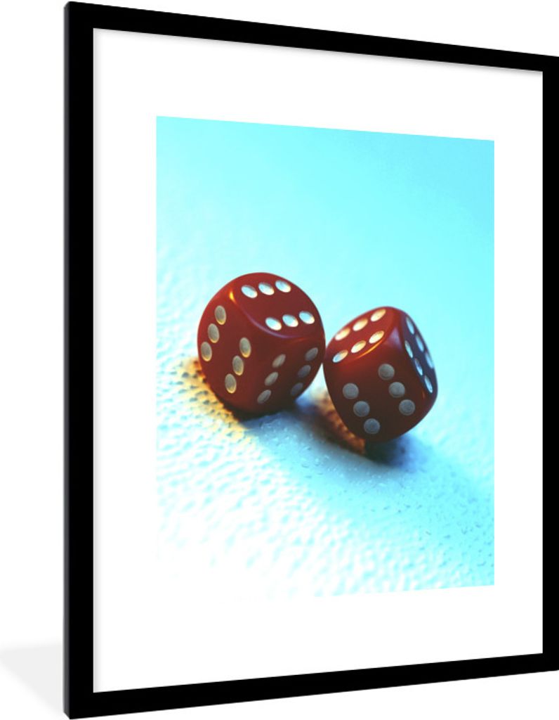 MuchoWow Gerahmtes Poster Doppelte Sechs auf rotem Würfel 60x80 cm - Poster mit Schwarzem Bilderrahmen Wandposter Rahmen Foto Bilder - Wohnzimme...