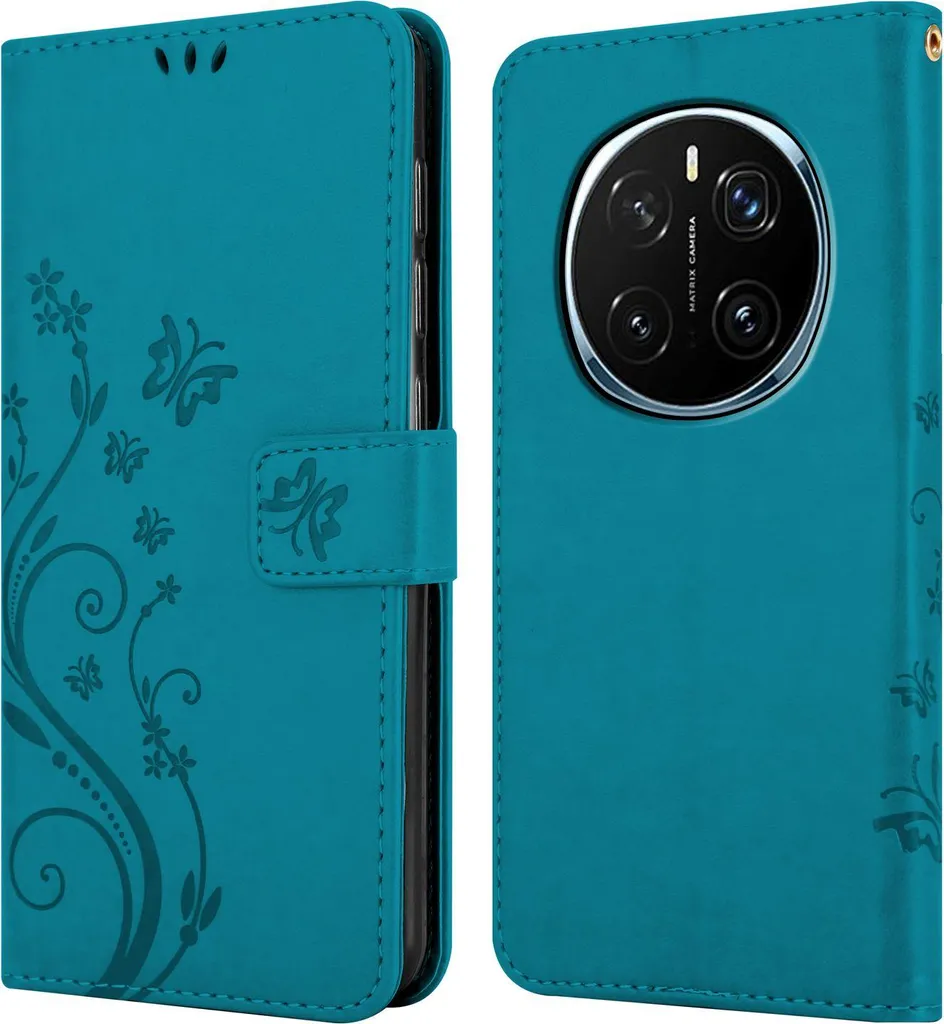 Custodia Libretto Honor Magic 7 Pro Cadorabo Blu Fiori Stand Carte - 7